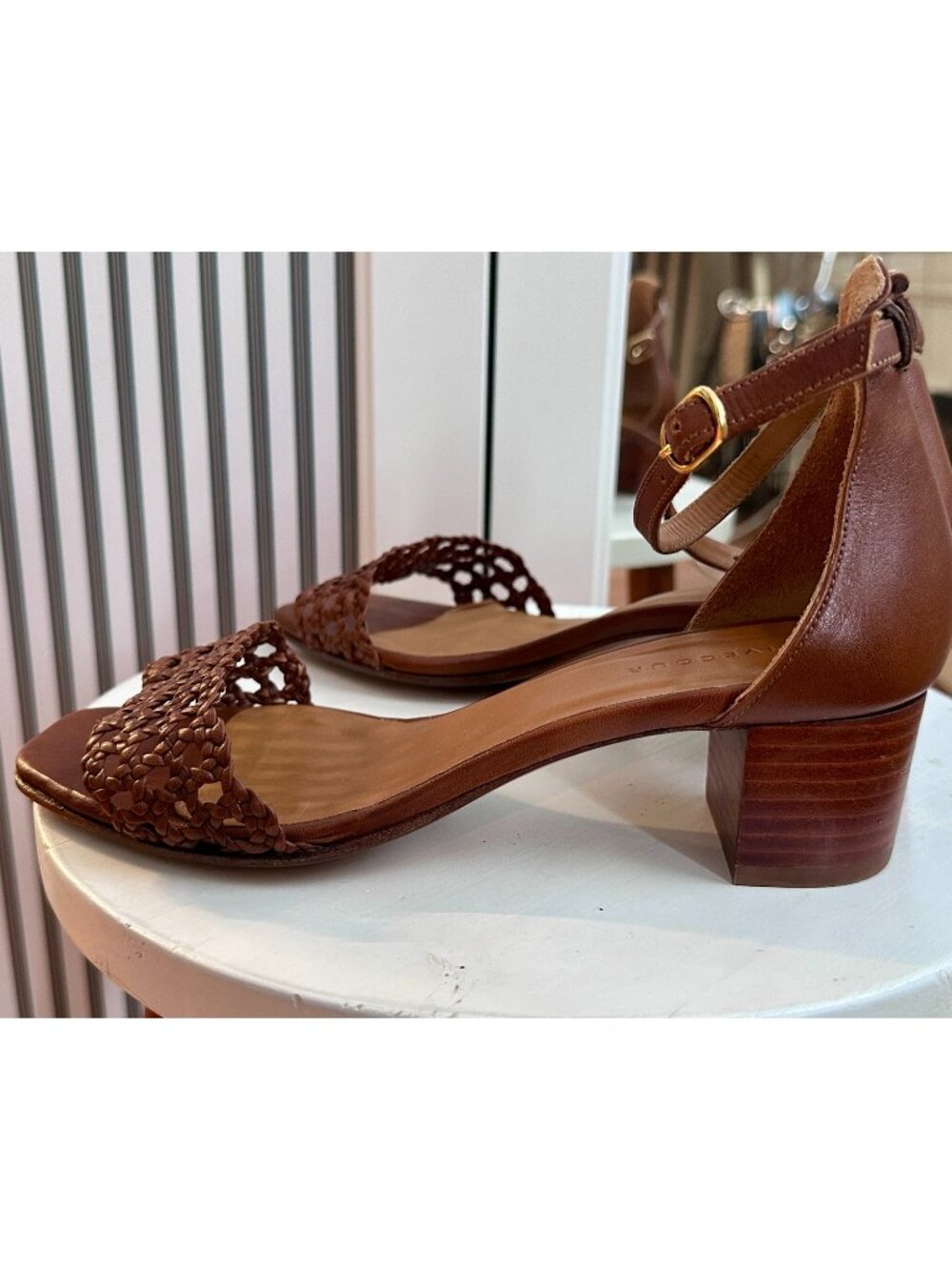 Rivecour Numéro 890 Cognac Genuine Leather Block Heeled Sandals EU 36/US 6 - Picture 2 of 8